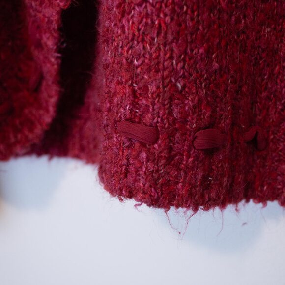 VTG M Mori Girl Fuzzy Sweater Chunky Stitch Dashed Red Pink Christopher & Banks - Picture 5 of 8